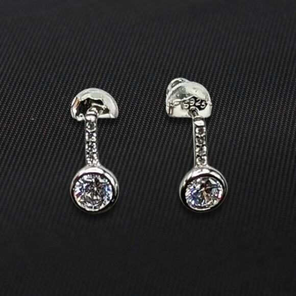 Latest Fashion Stud Earrings Cubic Zirconia Rhodium Plated 925 Sterling Silver - Picture 1 of 8